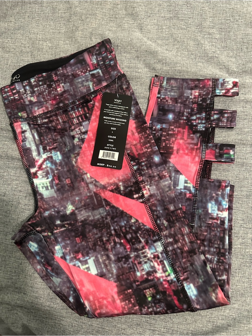 VOGO Athletica Pink and Black Printed Active Leggings